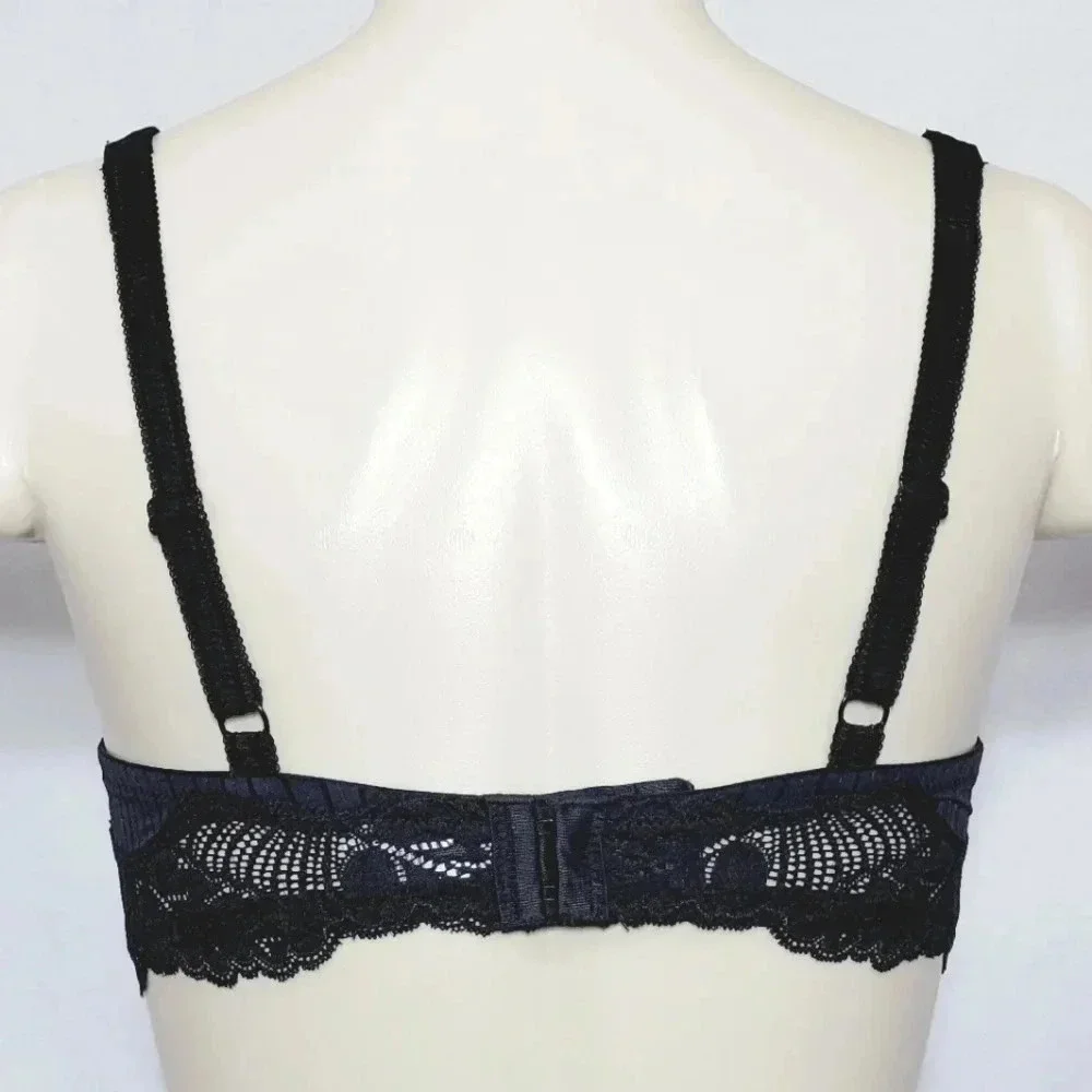 36DD Paramour 115353 Stripe Delight UW Bra Black NWT‎